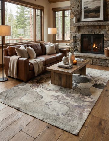 5' 3 x 7' 5 Cowhide Leather Rug