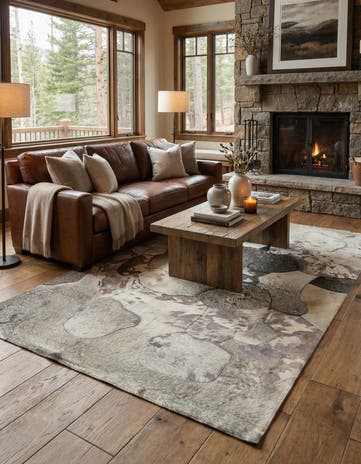 5' 3 x 7' 5 Cowhide Leather Rug