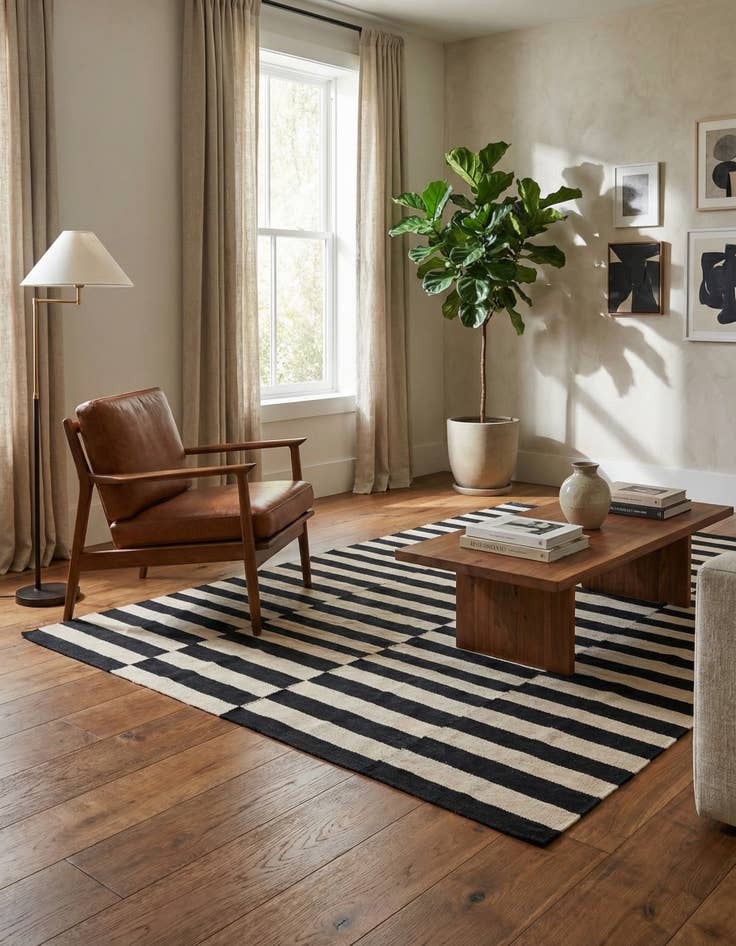 Detail image of 5' 7 x 8'  Hand Woven Kilim Modern Wool Rug