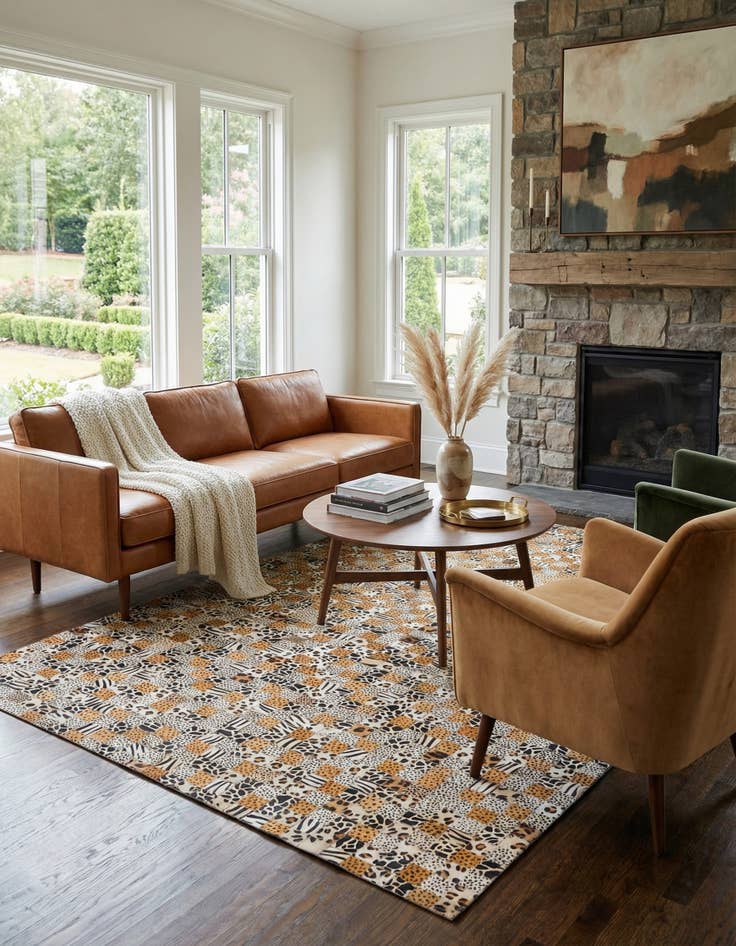 Detail image of 5' 1 x 8' Cowhide Leather Rug