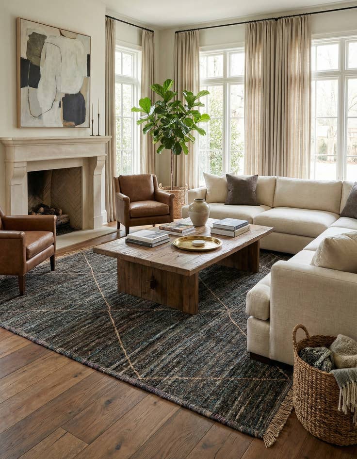 Detail image of 8' 10 x 12' 8  Hand Knotted Moroccan Wool Rug