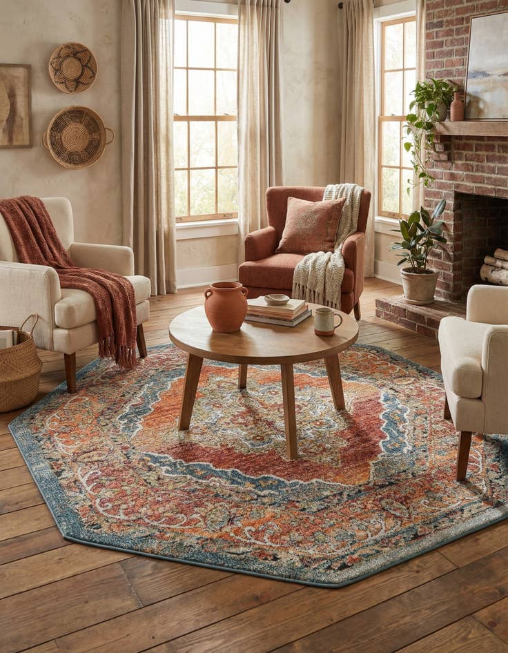 Detail image of  5' x 5' Isabella Octagon Rug