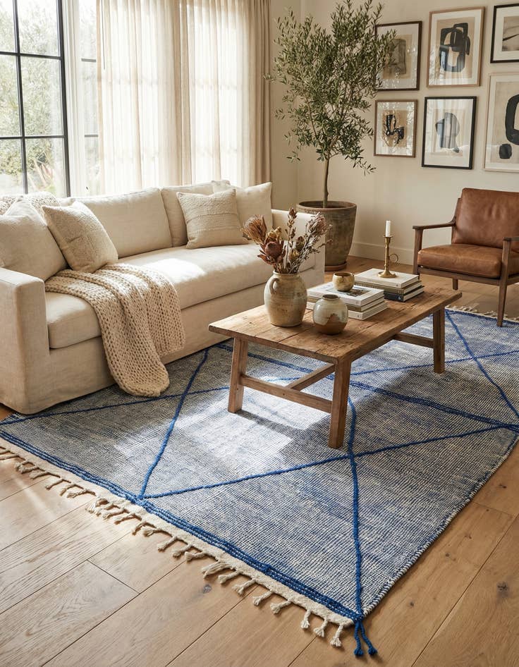 Detail image of 5' 2 x 9' 7  Hand Knotted Moroccan Wool Runner Rug