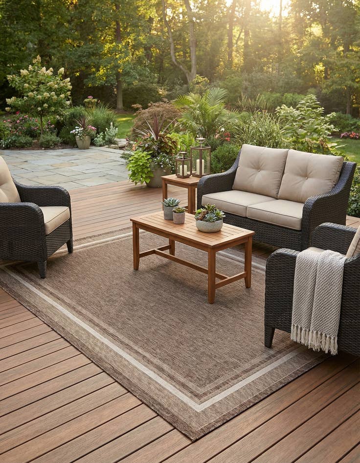 Detail image of 7' 10 x 11'  Washable Border Indoor / Outdoor Rug