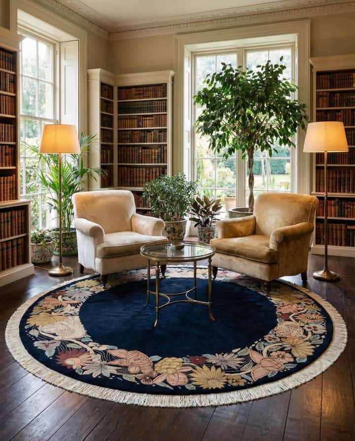8' 2 x 8' 3 Hand Knotted Tibet Wool Round Rug