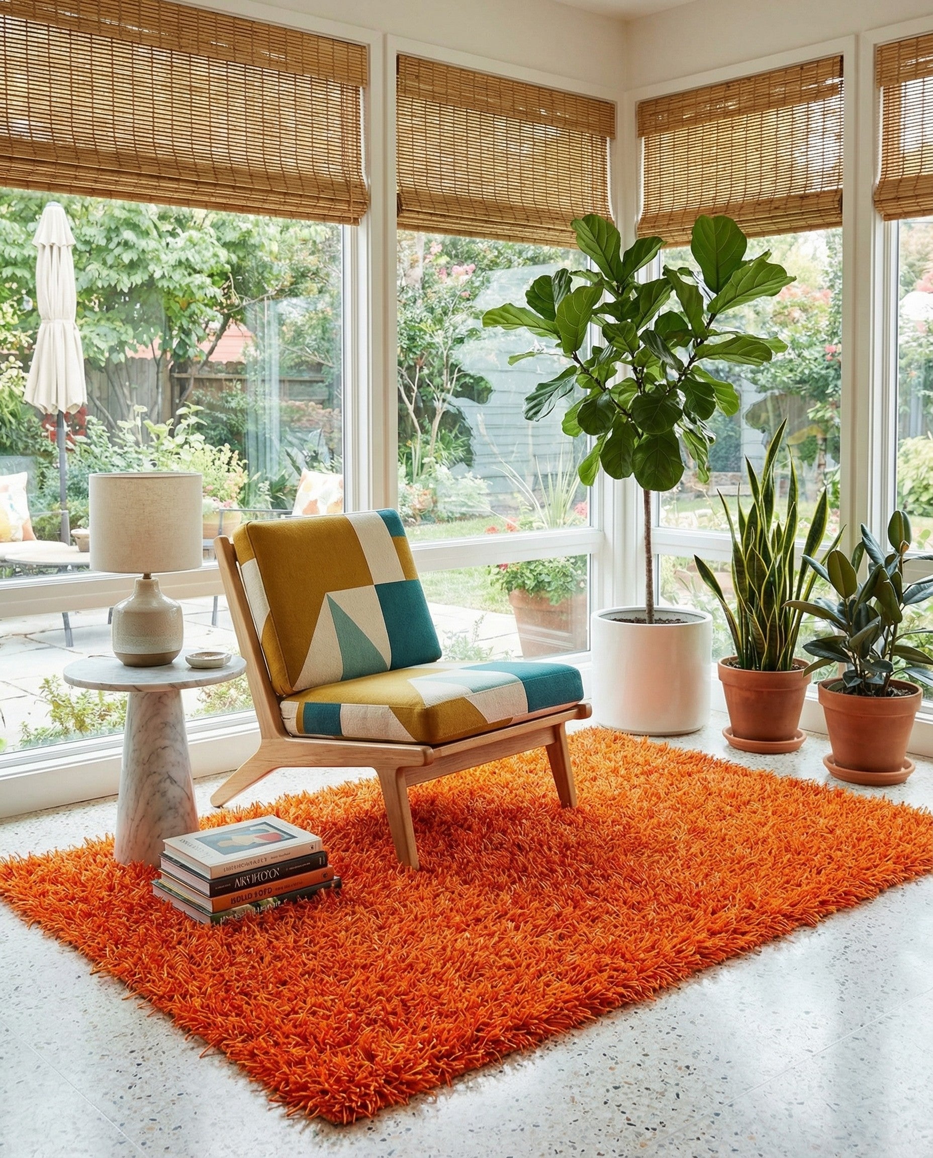 3' 2 x 5' 6  Hand Knotted Solid Shag Oriental Rug