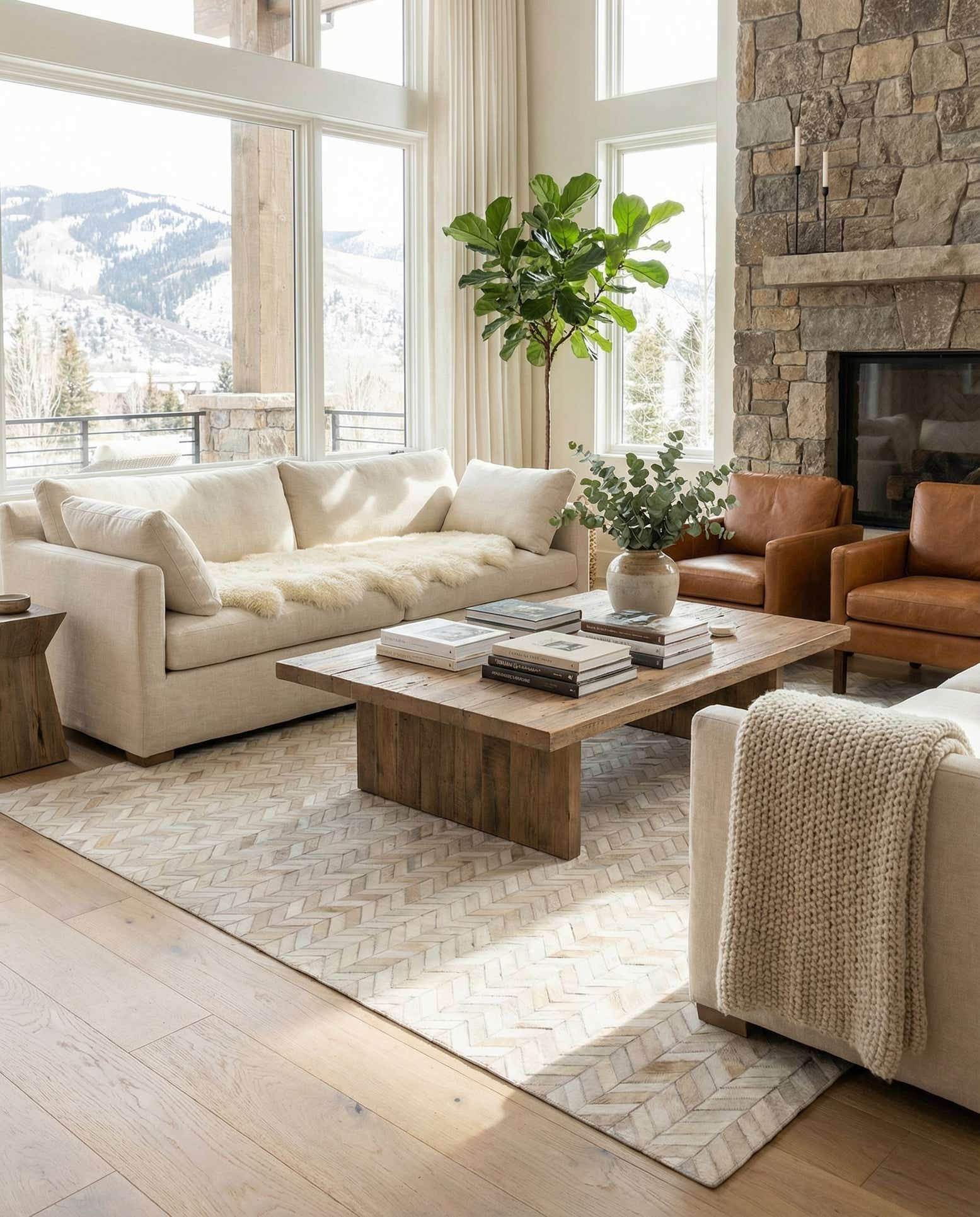 5' x 8' Cowhide Leather Rug
