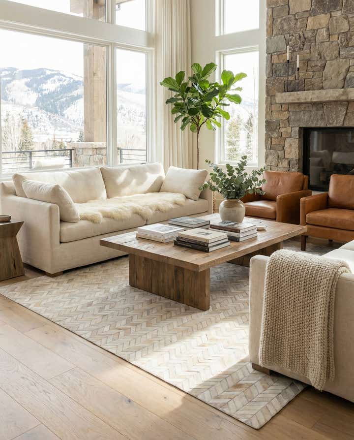 5' x 8' Cowhide Leather Rug