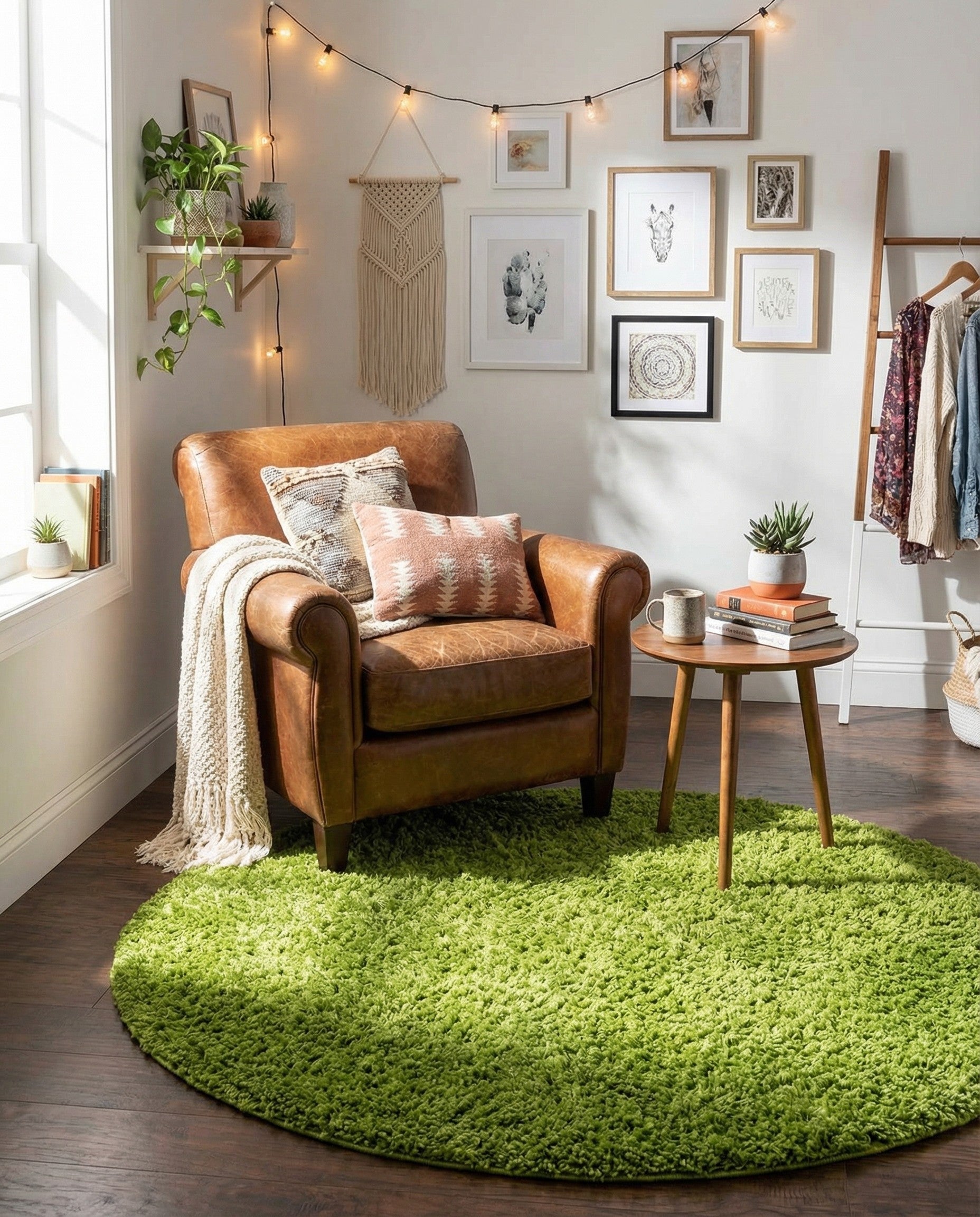  3' x 3' Solid Shag Round Rug