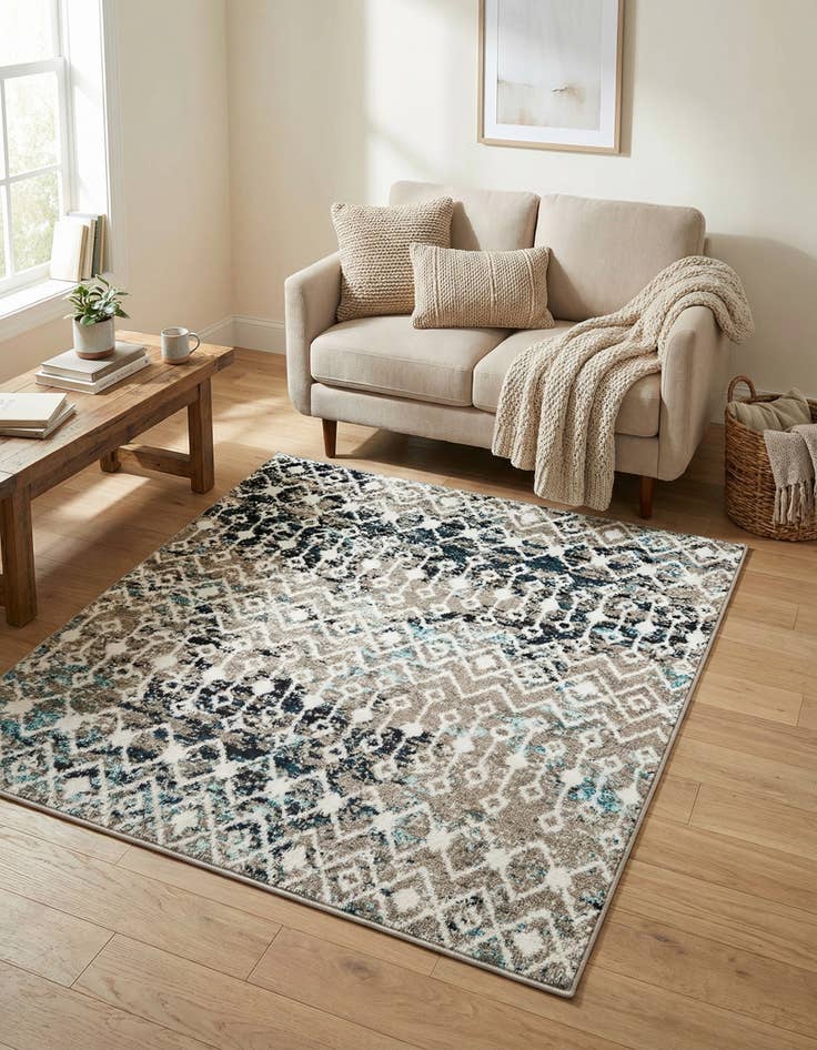 Detail image of  4' x 4' Moroccan Trellis Square Rug