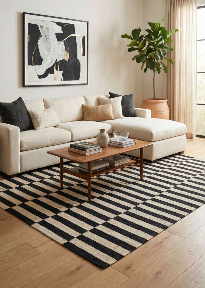 5' 7 x 7' 6 Hand Woven Kilim Modern Wool Rug