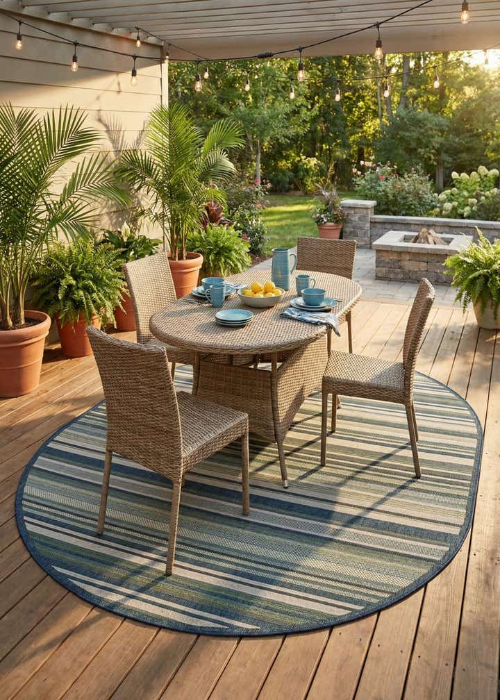 7' 10 x 10' Easy-Clean Baja Indoor / Outdoor Oval Rug