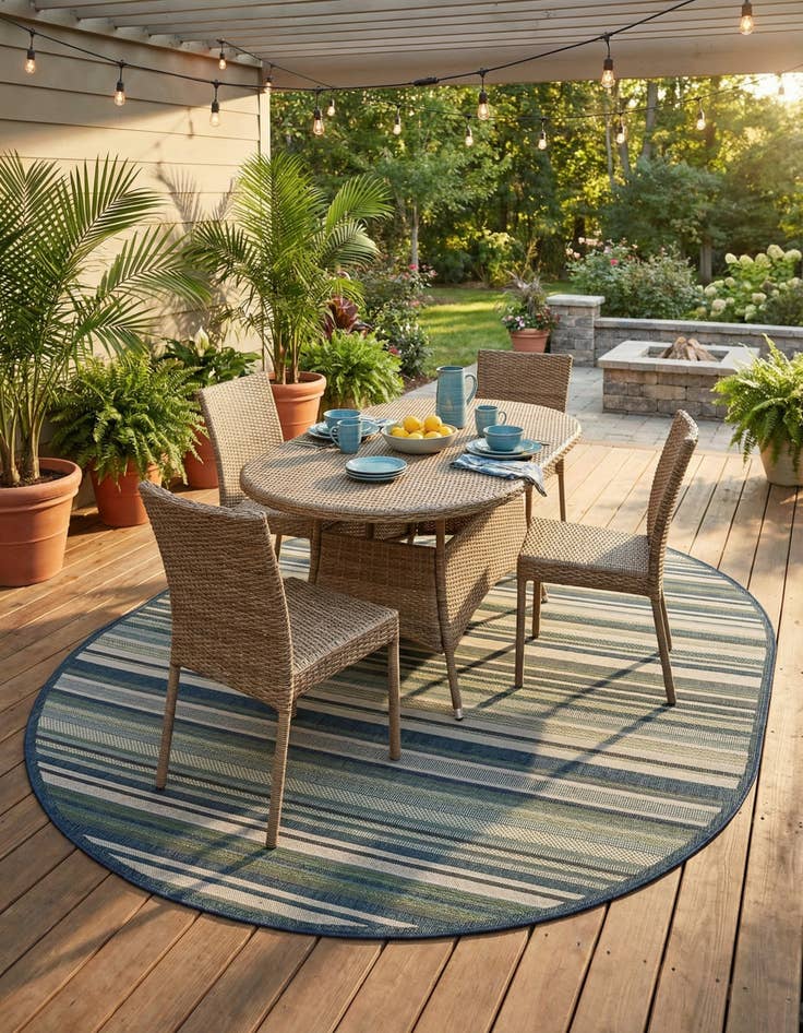 Detail image of 7' 10 x 10' Easy-Clean Baja Indoor / Outdoor Oval Rug
