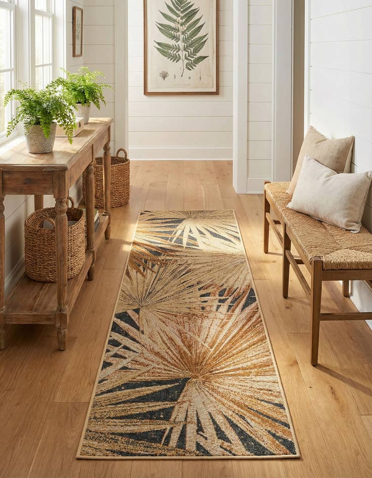 Detail image of  2' x 6'  Washable Botanical Indoor / Outdoor Runner Rug