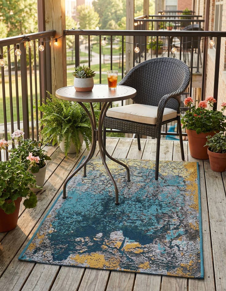 Detail image of 2' x 3'  Washable Modern Indoor / Outdoor Rug