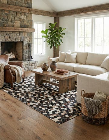 5' 2 x 7' 9 Cowhide Leather Rug