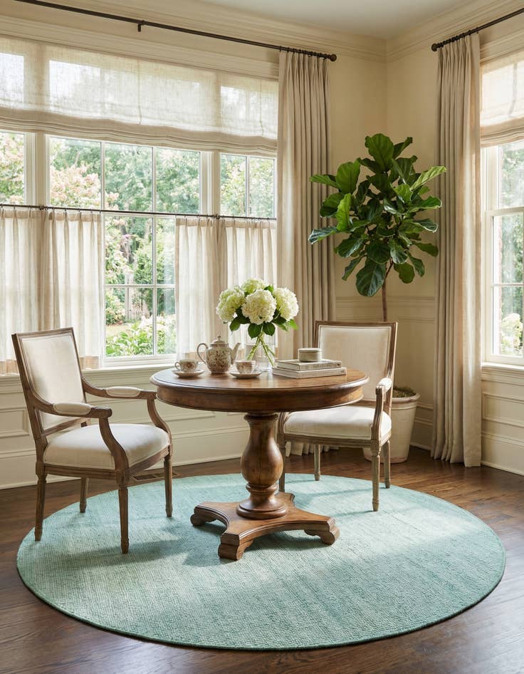 Detail image of  5' 3 x 5' 3  Hand Woven Jill Zarin English Manor Farmhouse Wool Round Rug