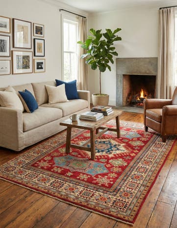 5' x 7' 1 Hand Knotted Kazak Rug