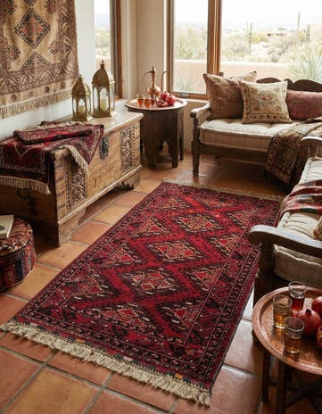 3' 7 x 6' 2 Hand Knotted Afghan Ersari Wool Rug