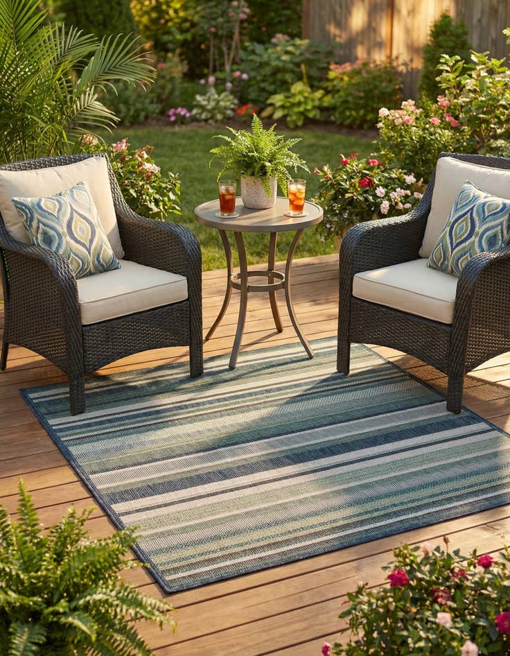 Detail image of 5' 3 x 5' 3  Washable Baja Indoor / Outdoor Square Rug