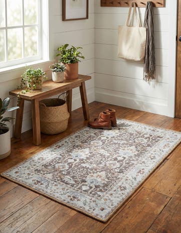 Almond Brown Washable Timeless Rug