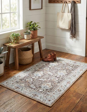 Almond Brown Washable Timeless Rug
