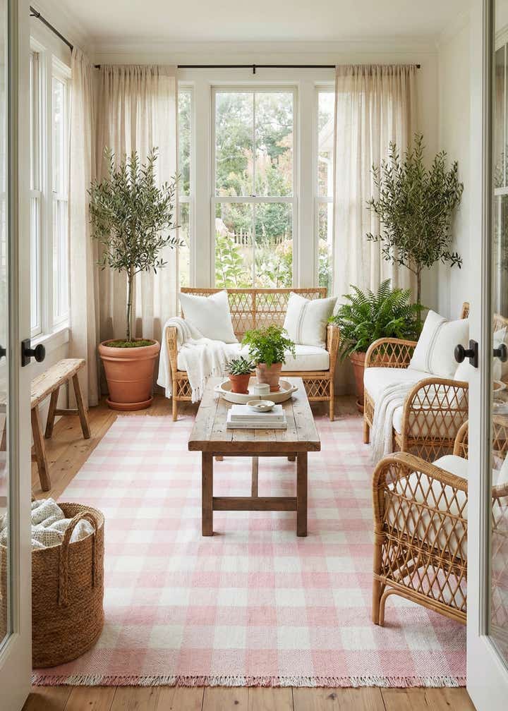9' x 12' Easy-Clean Eco Plaid Washable Indoor / Outdoor Rug