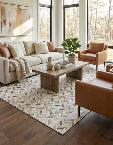 4' 7 x 6' 7 Cowhide Stocks Rug