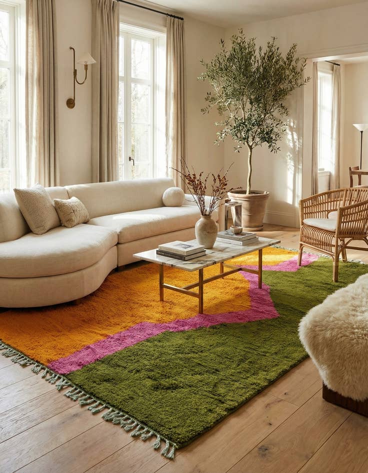 Detail image of 6' 6 x 9' 6  Hand Knotted Moroccan Wool Rug