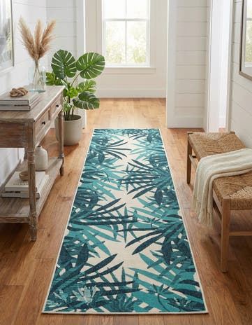 2' 7 x 12' Easy-Clean Botanical Indoor / Outdoor Runner Rug