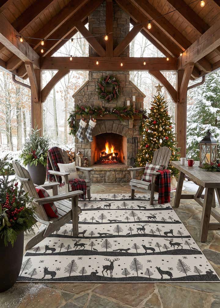9' x 12' Easy-Clean Holiday Indoor / Outdoor Rug