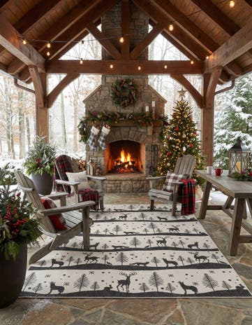 9' x 12' Easy-Clean Holiday Indoor / Outdoor Rug