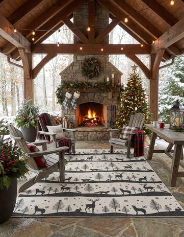 9' x 12' Easy-Clean Holiday Indoor / Outdoor Rug