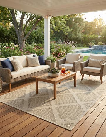 7' 10 x 10' Easy-Clean Lattice Indoor / Outdoor Rug