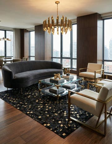 5' 2 x 8' Cowhide Leather Rug