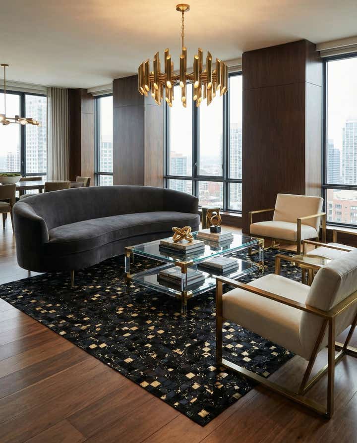 5' 2 x 8' Cowhide Leather Rug