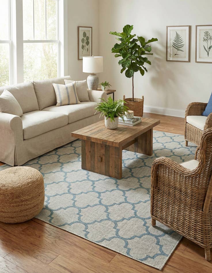 Detail image of 10' 8 x 10' 8 Easy-Clean Trellis Indoor / Outdoor Square Rug