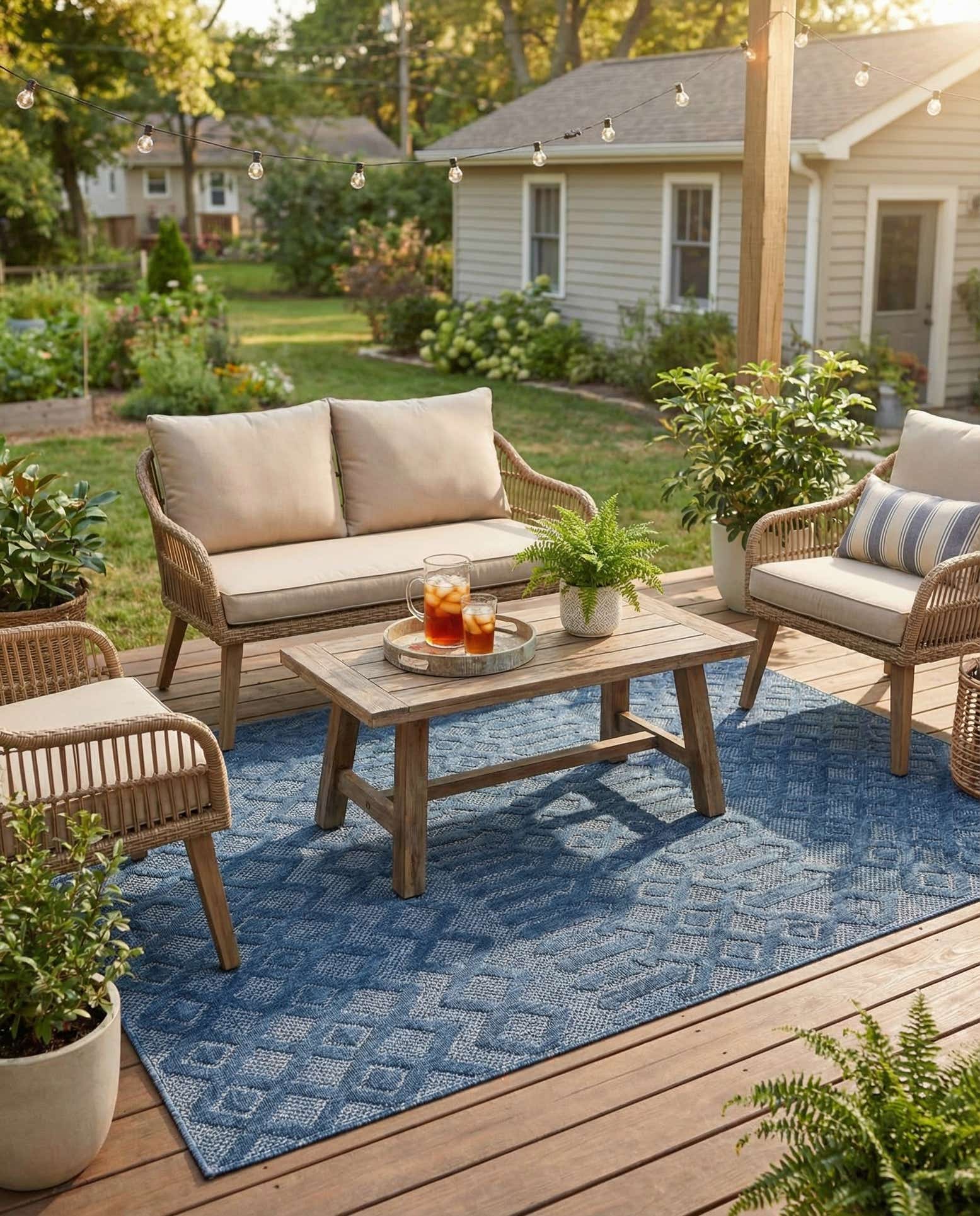 4' x 6' Easy-Clean Trellis Textured Indoor / Outdoor Rug