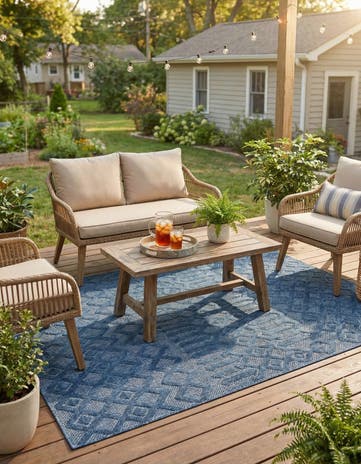 4' x 6' Easy-Clean Trellis Textured Indoor / Outdoor Rug