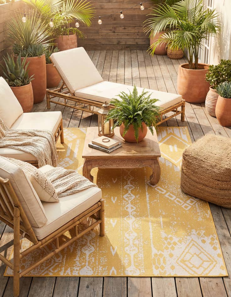 Detail image of  7' x 10'  Washable Bohemian Indoor / Outdoor Rug