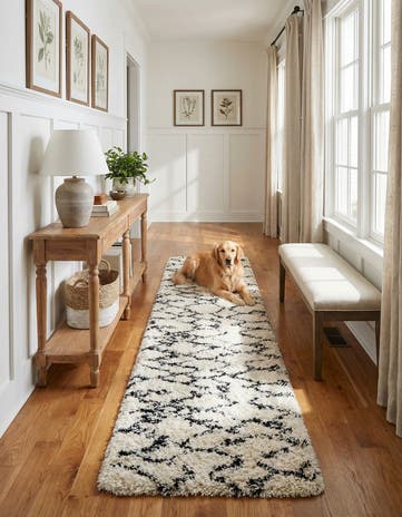 Pearl and Black Infinity Shag Runner Rug