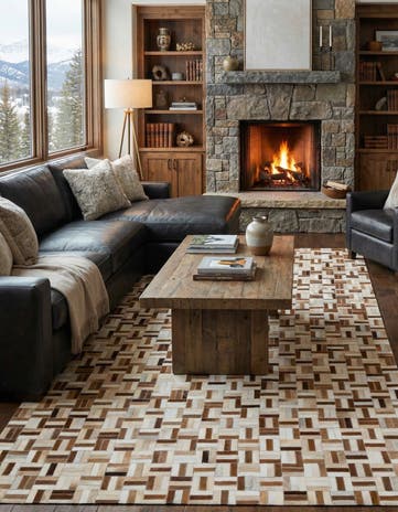 5' 1 x 7' 10 Cowhide Leather Rug