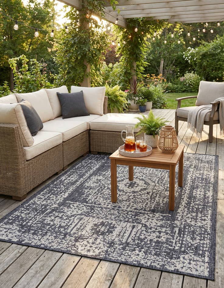 Detail image of  7' x 10'  Washable Traditional Indoor / Outdoor Rug