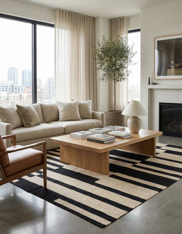 Detail image of 5' 7 x 7' 9  Hand Woven Kilim Modern Wool Rug