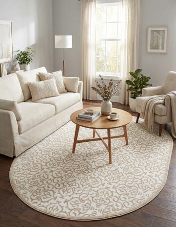 Snow White Nepal Oval Rug