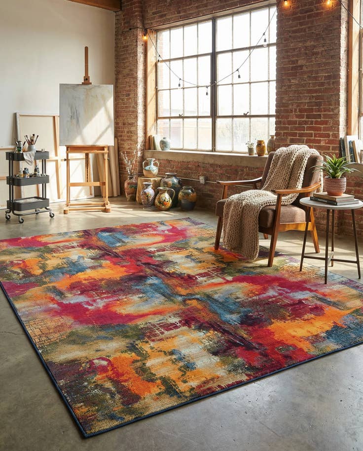 Detail image of 10' x 13' Easy-Clean Modern Indoor / Outdoor Rug