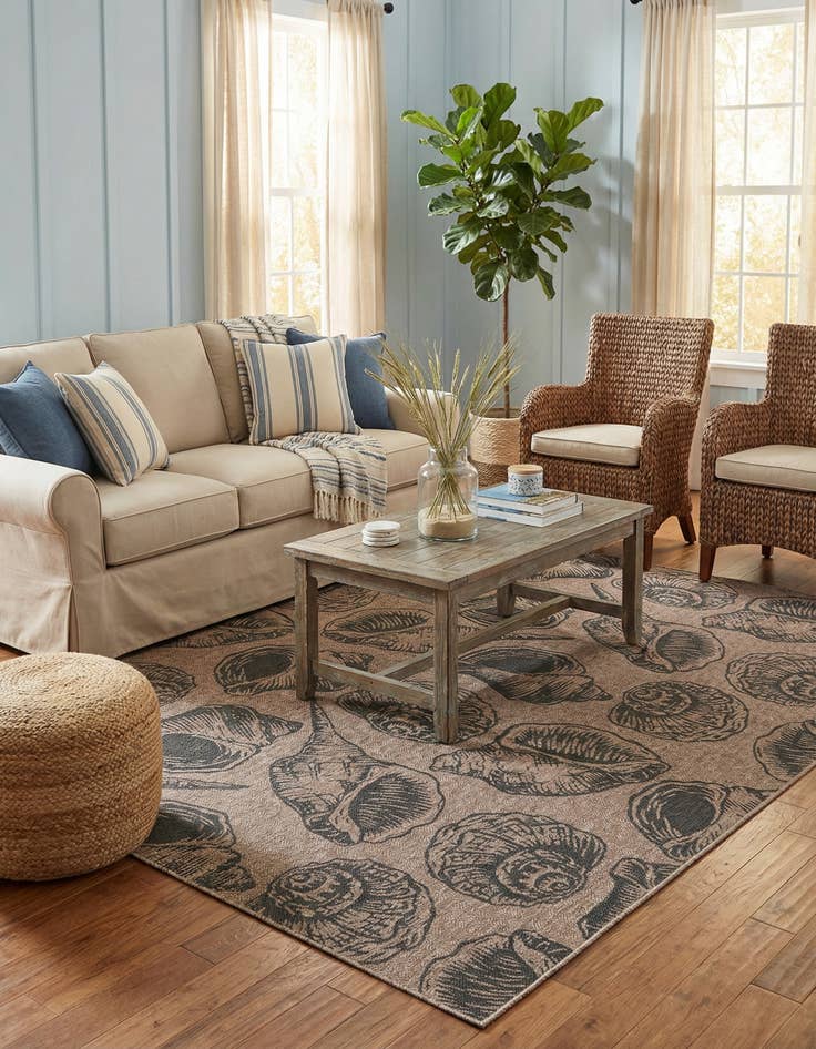 Detail image of  9' x 12'  Washable Coastal Indoor / Outdoor Rug