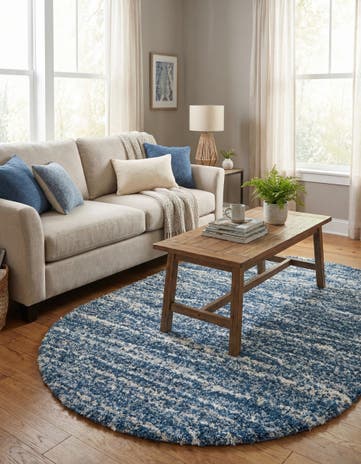Blue Serenity Shag Oval Rug