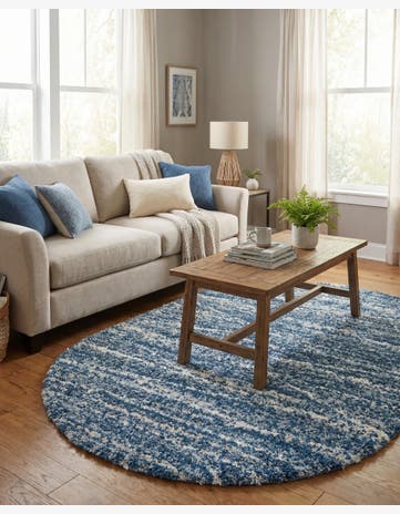Blue Serenity Shag Oval Rug