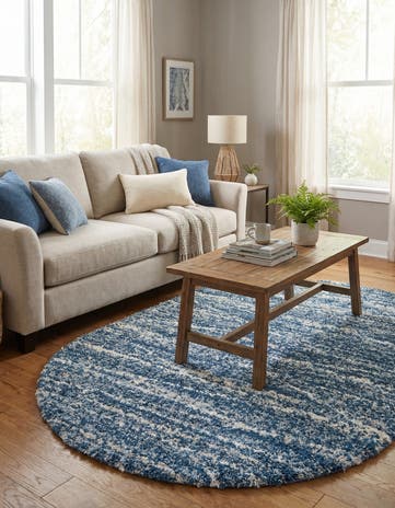Blue Serenity Shag Oval Rug